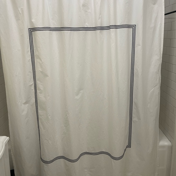 Pottery Barn Bath Pottery Barn White Dark Blue Stripe Grand